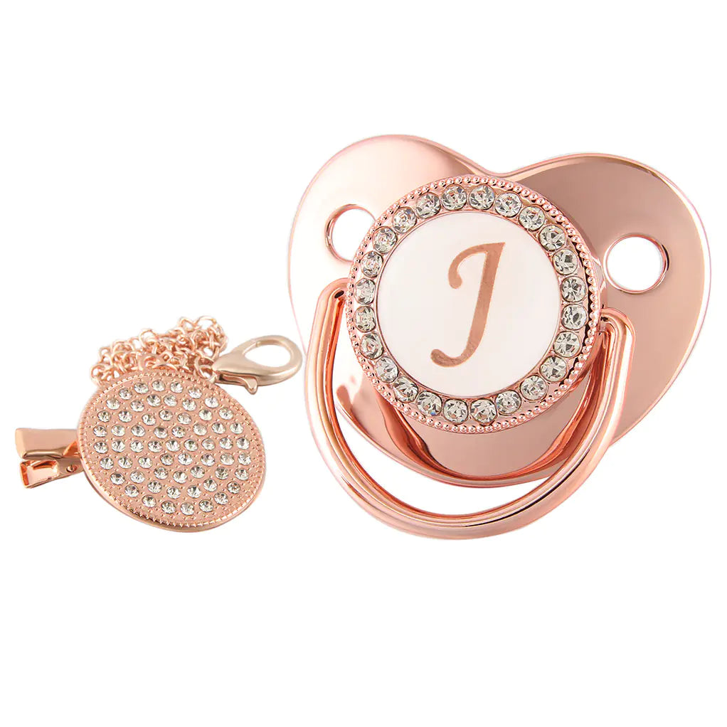 Rose Gold Pacifier with Diamond Chain for Babies