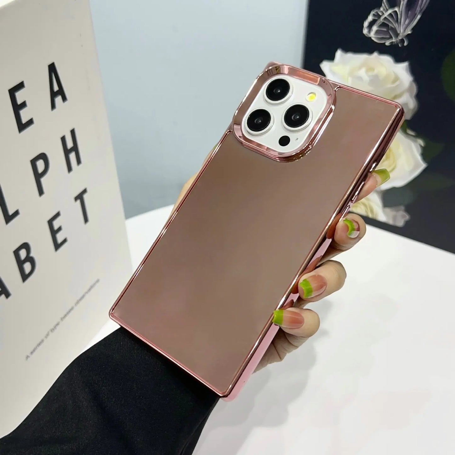 Right-angle Large Hole Electroplating Mirror Drop-resistant Mobile Phone Protective Cover