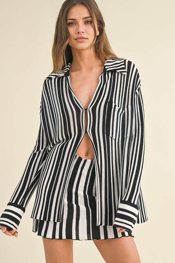 Leah Striped Knit Shirt-0
