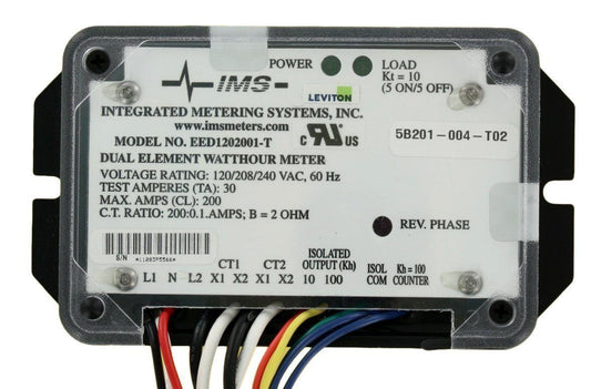 Leviton 5B201-T02 Epoxy Encapsulated Dual Element, CTs included, 0.1 kWh and 0.01 kWh-0