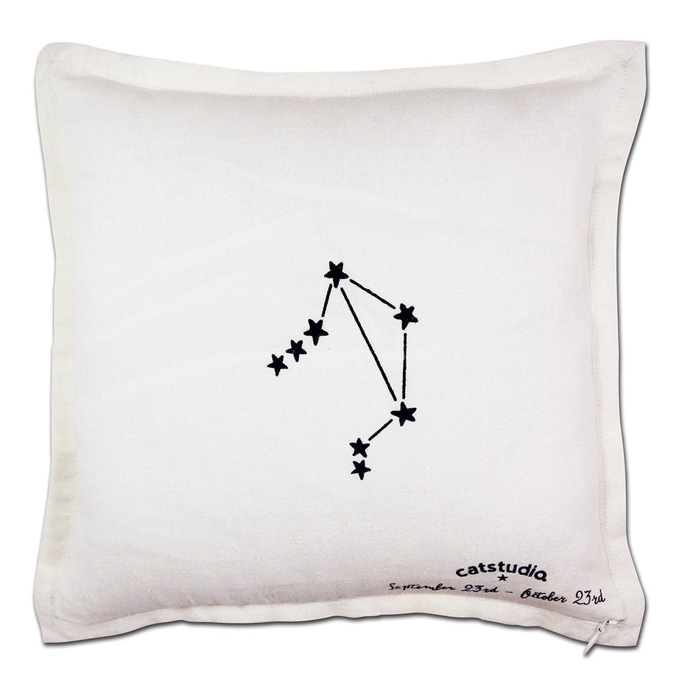 Libra Astrology Hand-Embroidered Pillow by Cat Studio-1