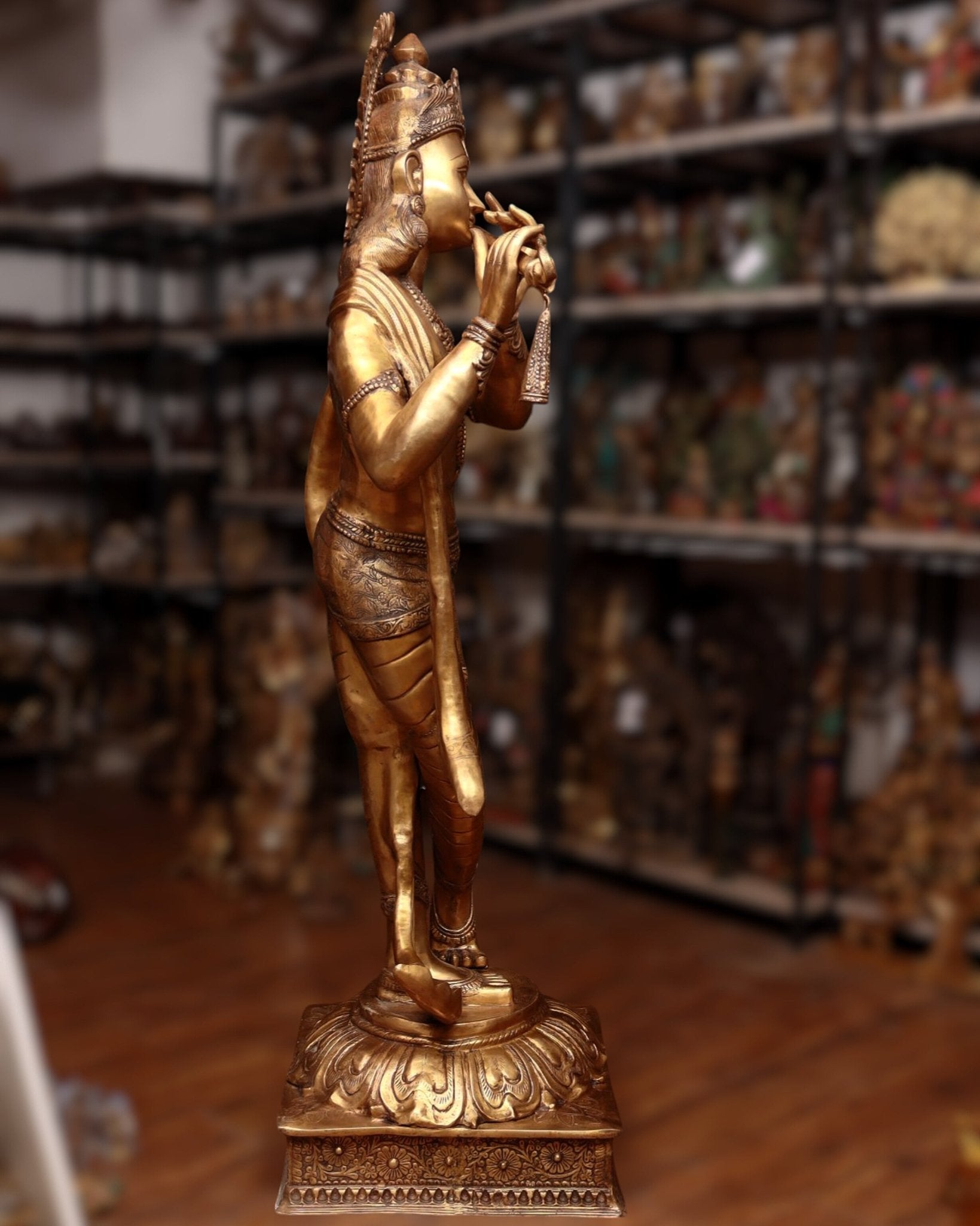 Life-Size Handcrafted Brass Lord Krishna Statue 79 inch-3