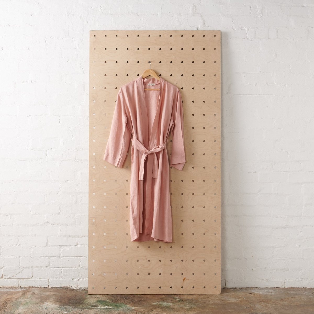 Linen Bathrobe - Pink (Long)-0
