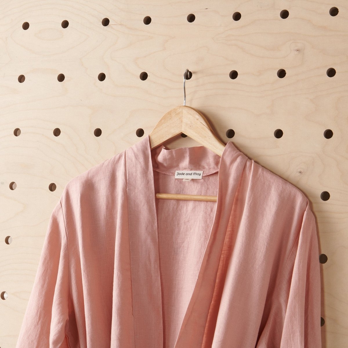 Linen Bathrobe - Pink (Long)-2