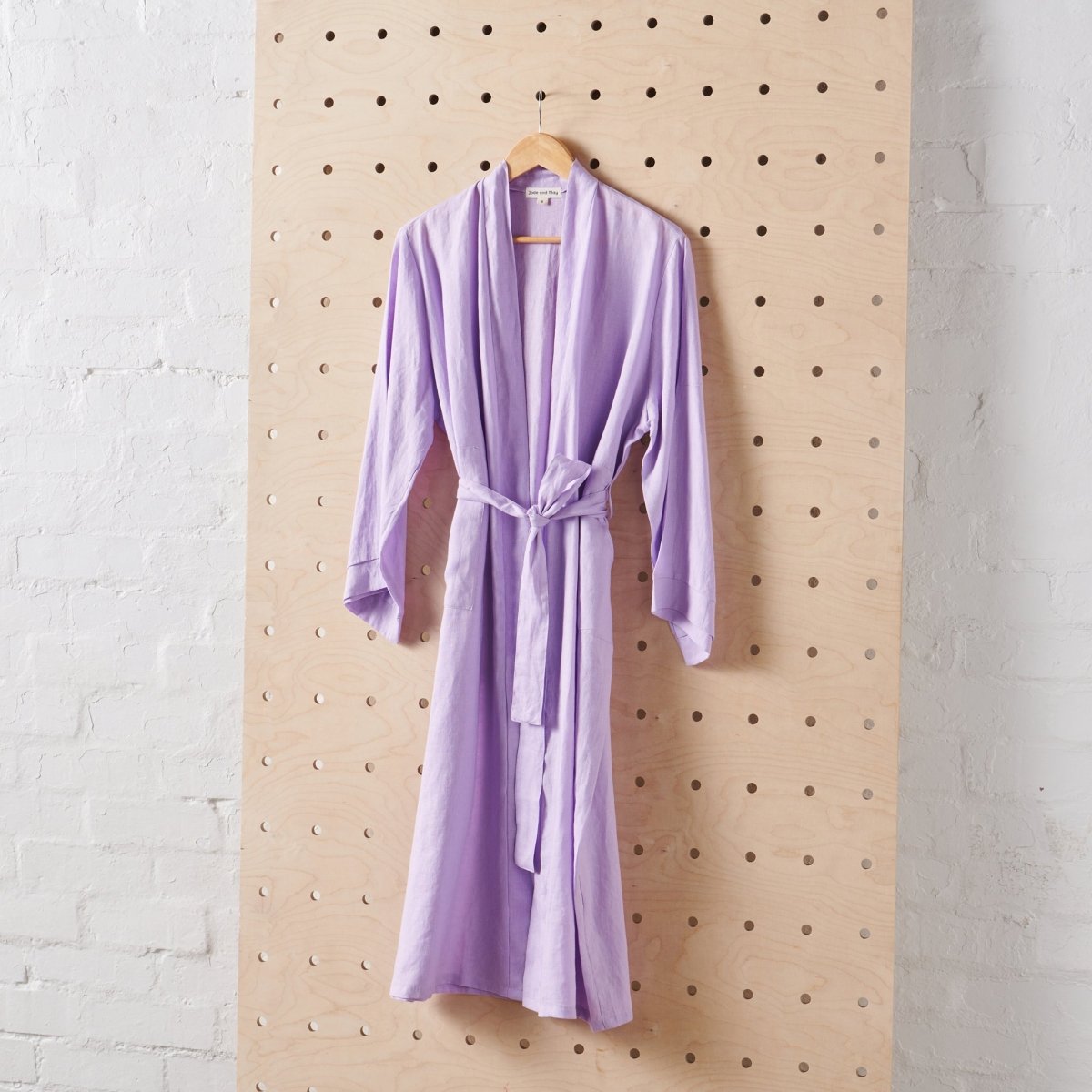 Long Linen Bathrobe in Purple-2