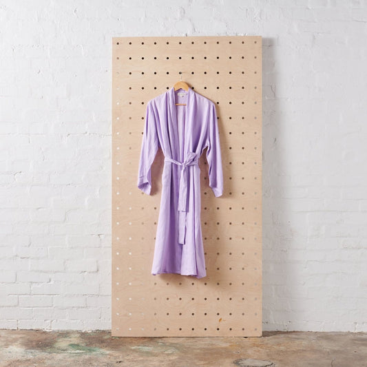 Long Linen Bathrobe in Purple-0