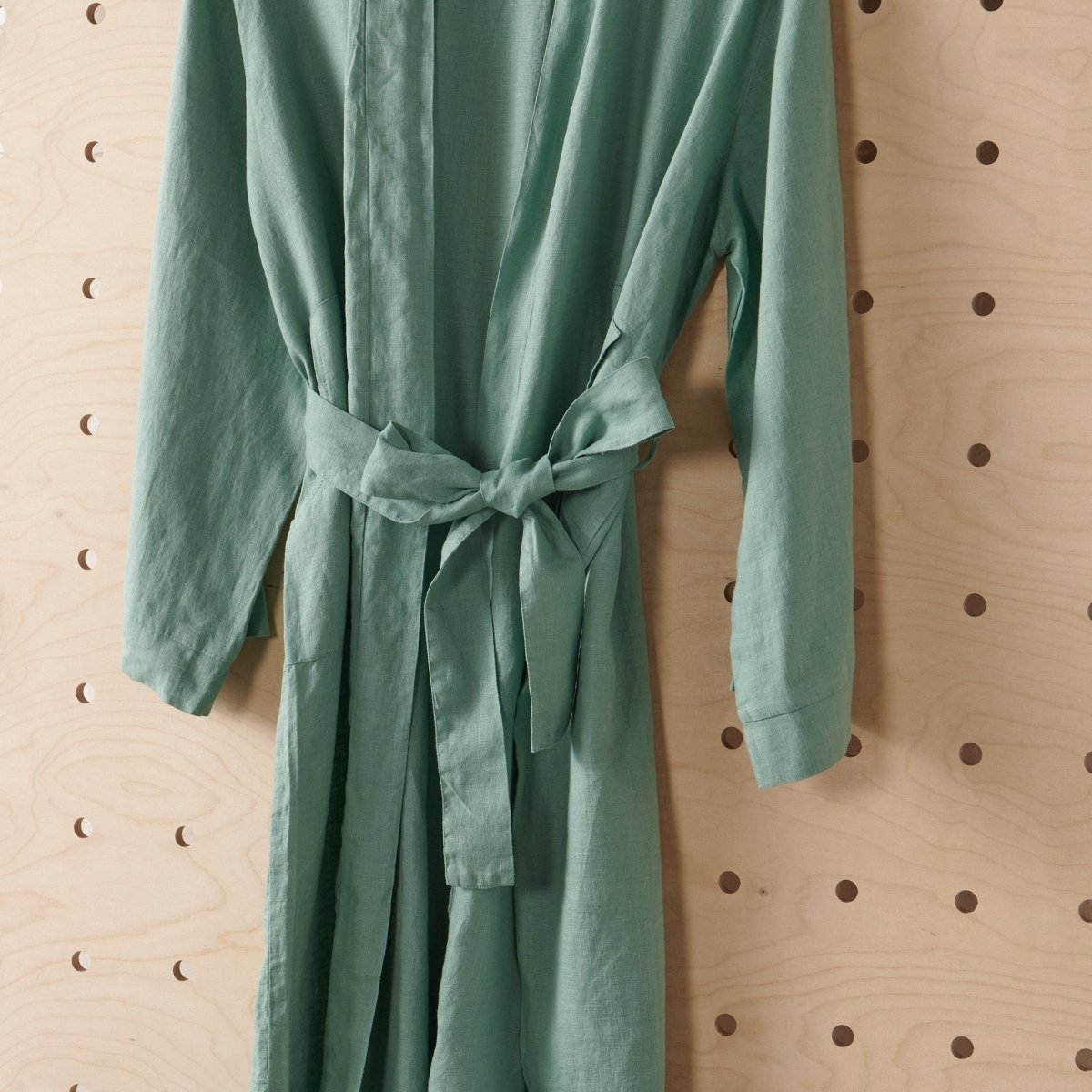 Linen Bathrobe - Sage Green (Long)-1