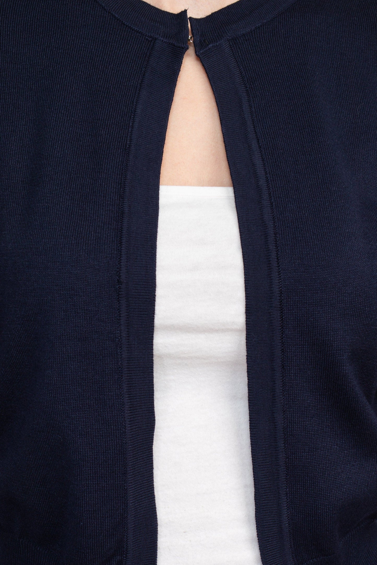 Luxxe Lane Crew Neck Open Front Hook Eye Closure Long Sleeve Lace Back Knit Bolero-3