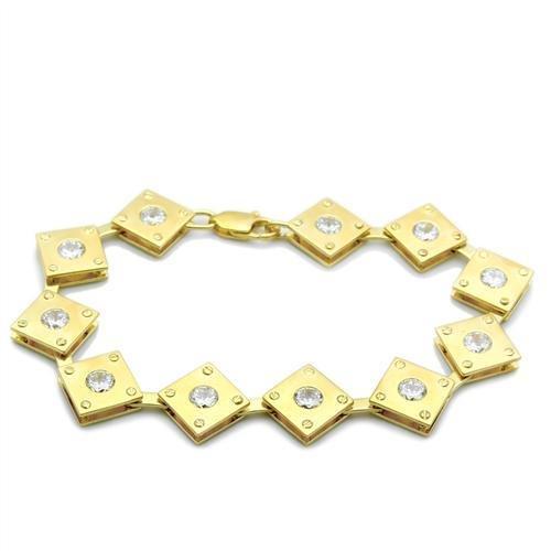 LO2017 - Matte Gold & Gold Brass Bracelet with AAA Grade CZ  in Clear-0