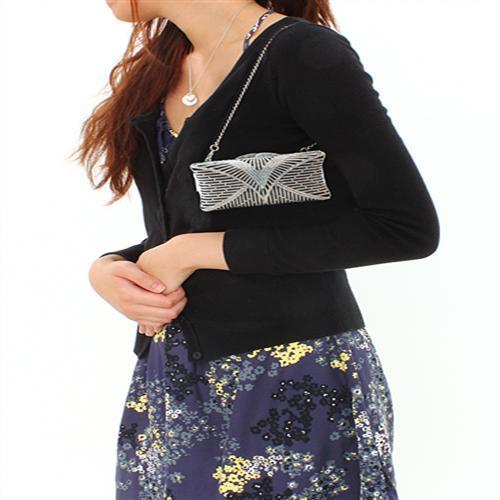 LO2362 - Imitation Rhodium White Metal Clutch with Top Grade Crystal  in White-3