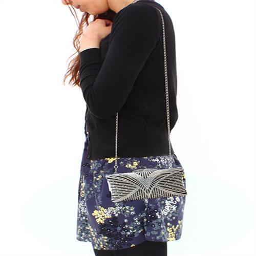 LO2362 - Imitation Rhodium White Metal Clutch with Top Grade Crystal  in White-4