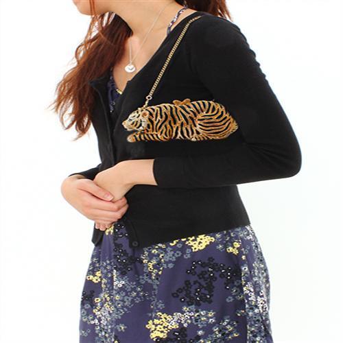 LO2371 - Gold White Metal Clutch with Top Grade Crystal  in Multi Color-3