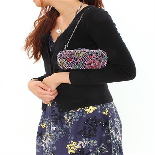 LO2374 - Ruthenium White Metal Clutch with Top Grade Crystal  in Multi Color-3