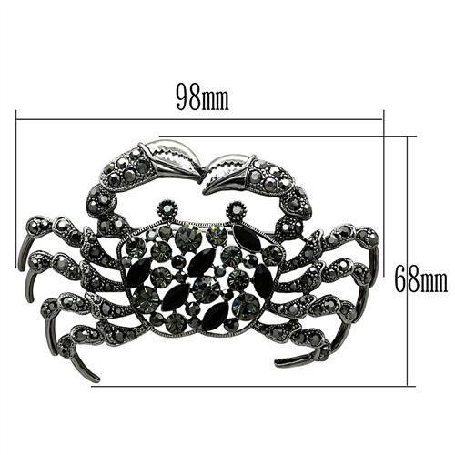 LO2392 - Imitation Rhodium White Metal Brooches with Top Grade Crystal  in Jet-1