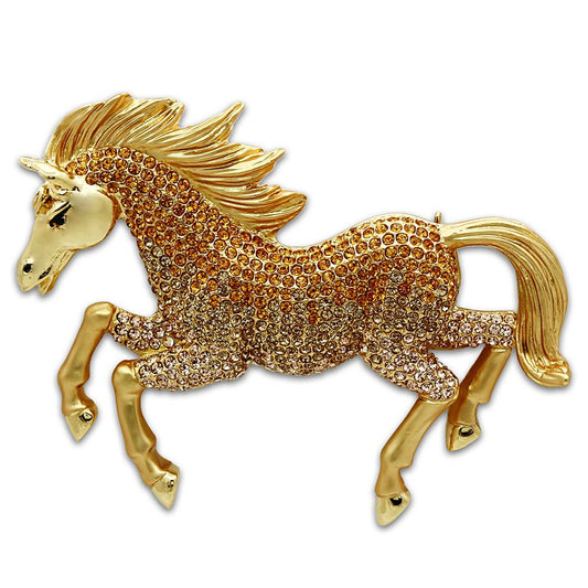 LO2404 - Matte Gold & Gold White Metal Brooches with Top Grade Crystal  in Multi Color-0