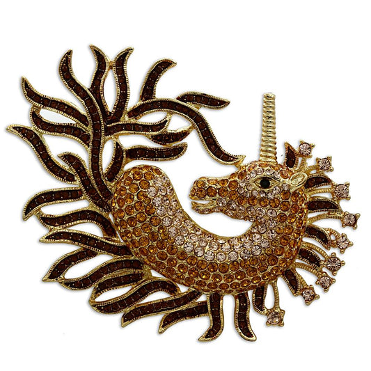 LO2405 - Gold White Metal Brooches with Top Grade Crystal  in Multi Color-0