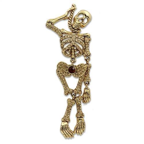 LO2409 - Gold White Metal Brooches with Top Grade Crystal  in Multi Color-0
