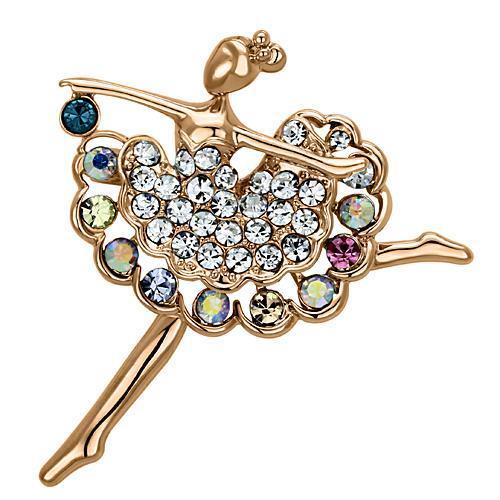 LO2782 - Flash Rose Gold White Metal Brooches with Top Grade Crystal  in Multi Color-0