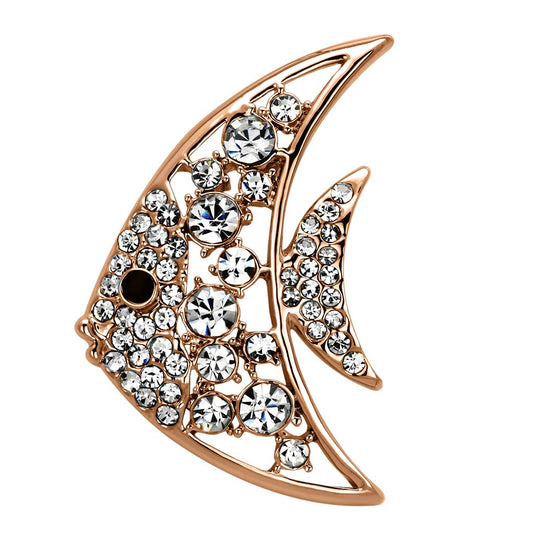 LO2786 - Imitation Rhodium White Metal Brooches with Top Grade Crystal  in Clear-0