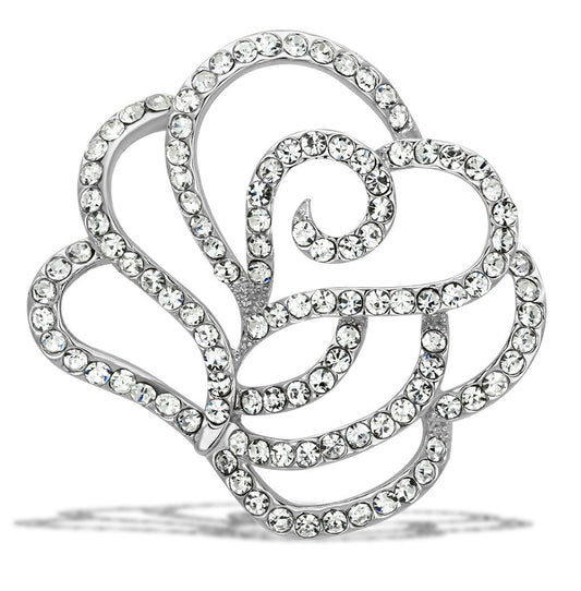 LO2814 - Flash Gold White Metal Brooches with Top Grade Crystal  in Clear-0