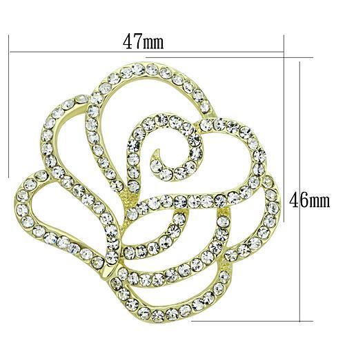 LO2814 - Flash Gold White Metal Brooches with Top Grade Crystal  in Clear-1
