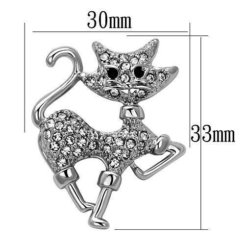 LO2819 - Imitation Rhodium White Metal Brooches with Top Grade Crystal  in Clear-1