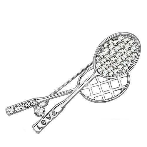 LO2827 - Imitation Rhodium White Metal Brooches with Top Grade Crystal  in Clear-0