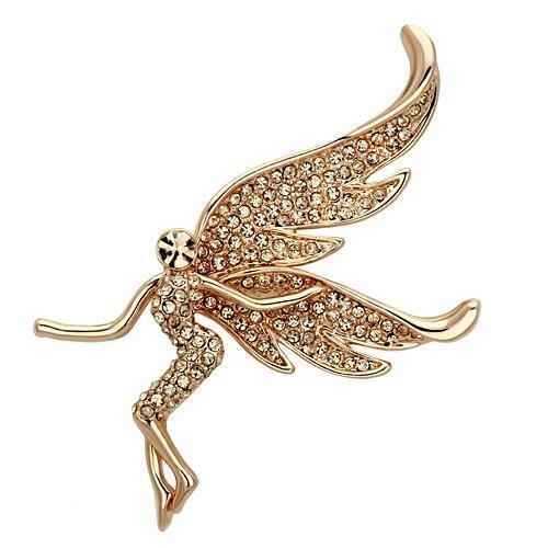 LO2863 - Flash Rose Gold White Metal Brooches with Top Grade Crystal  in Champagne-0