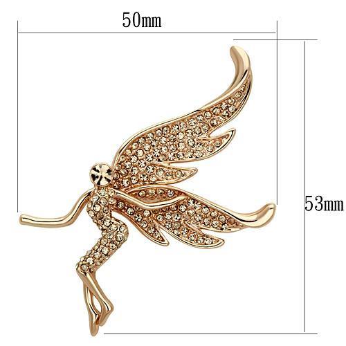 LO2863 - Flash Rose Gold White Metal Brooches with Top Grade Crystal  in Champagne-1