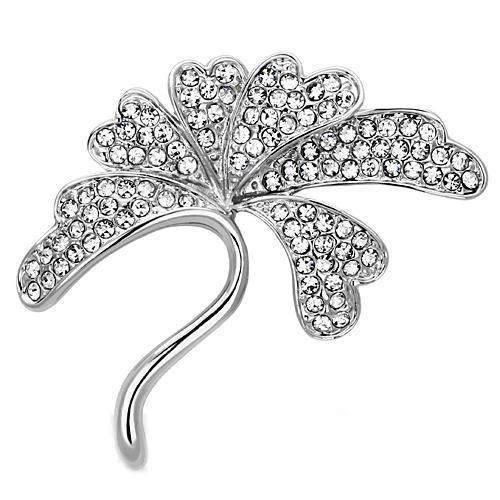 LO2874 - Imitation Rhodium White Metal Brooches with Top Grade Crystal  in Clear-0