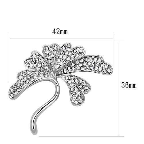 LO2874 - Imitation Rhodium White Metal Brooches with Top Grade Crystal  in Clear-1