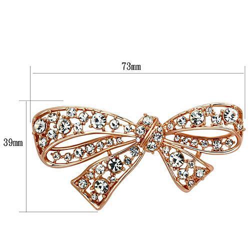 LO2883 - Flash Rose Gold White Metal Brooches with Top Grade Crystal  in Clear-1