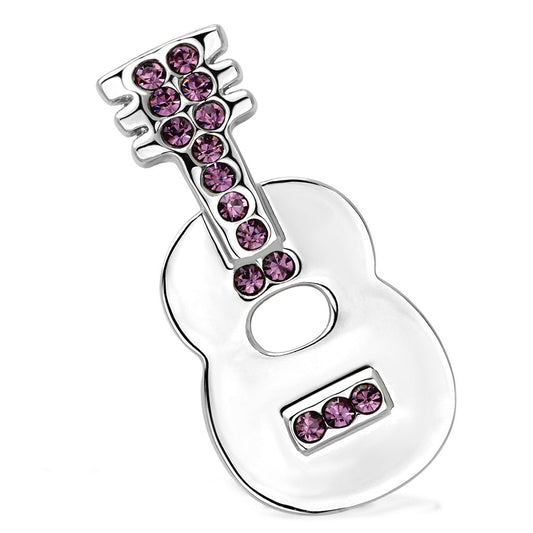 LO2894 - Imitation Rhodium White Metal Brooches with Top Grade Crystal  in Light Amethyst-0