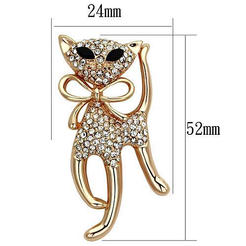 LO2901 - Flash Rose Gold White Metal Brooches with Top Grade Crystal  in Jet-1