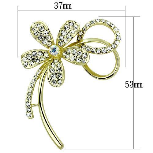 LO2924 - Flash Gold White Metal Brooches with Top Grade Crystal  in Clear-1