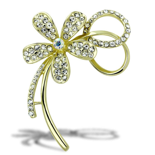 LO2924 - Flash Gold White Metal Brooches with Top Grade Crystal  in Clear-0