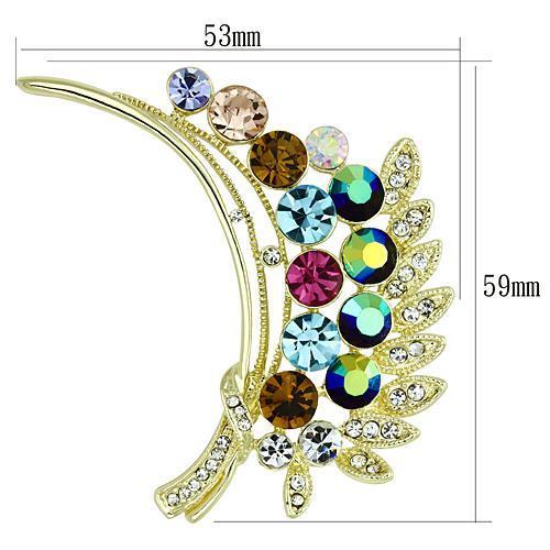 LO2929 - Flash Gold White Metal Brooches with Top Grade Crystal  in Multi Color-1