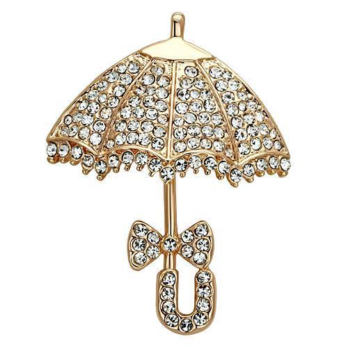 LO2937 - Flash Rose Gold White Metal Brooches with Top Grade Crystal  in Clear-0