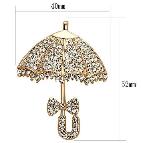 LO2937 - Flash Rose Gold White Metal Brooches with Top Grade Crystal  in Clear-1