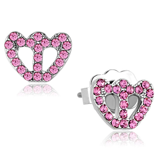 LO3231 - Rhodium Brass Earrings with Top Grade Crystal  in Rose-0