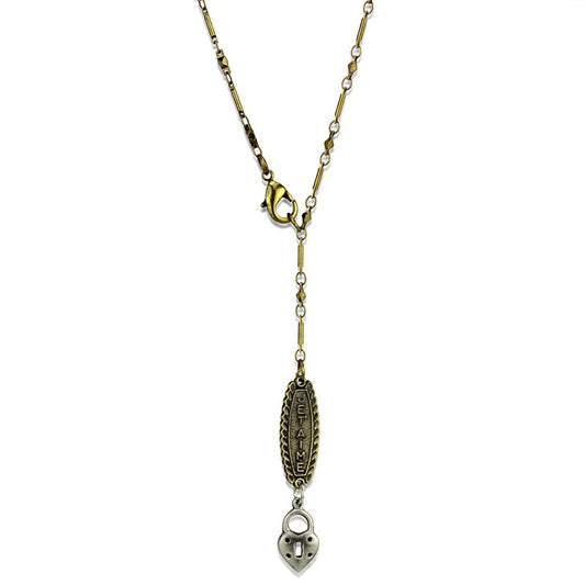 LO3823 - Gold+Antique Silver White Metal Chain Pendant with No Stone-0