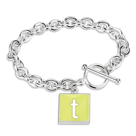 LO4647 - High-Polished Brass Bracelet with Epoxy  in Emerald-0