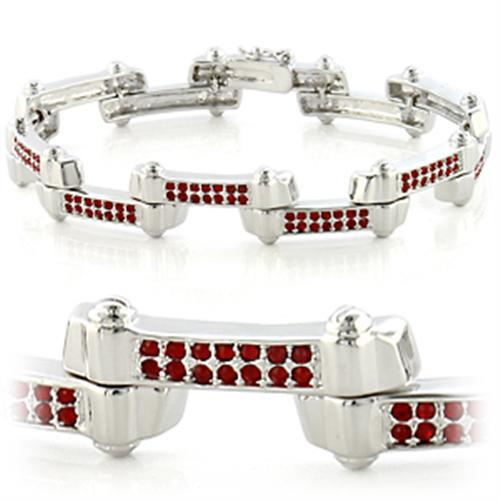 LO610 - Imitation Rhodium Brass Bracelet with Top Grade Crystal  in Siam-0