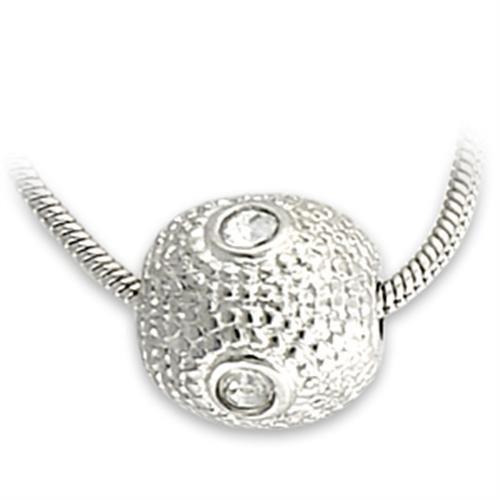 LO734 - Rhodium Brass Pendant with Top Grade Crystal  in Clear-0
