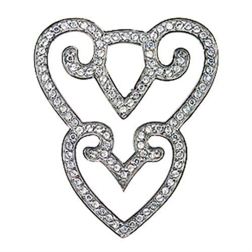 LOA524 - High-Polished 925 Sterling Silver Pendant with AAA Grade CZ  in Clear-0