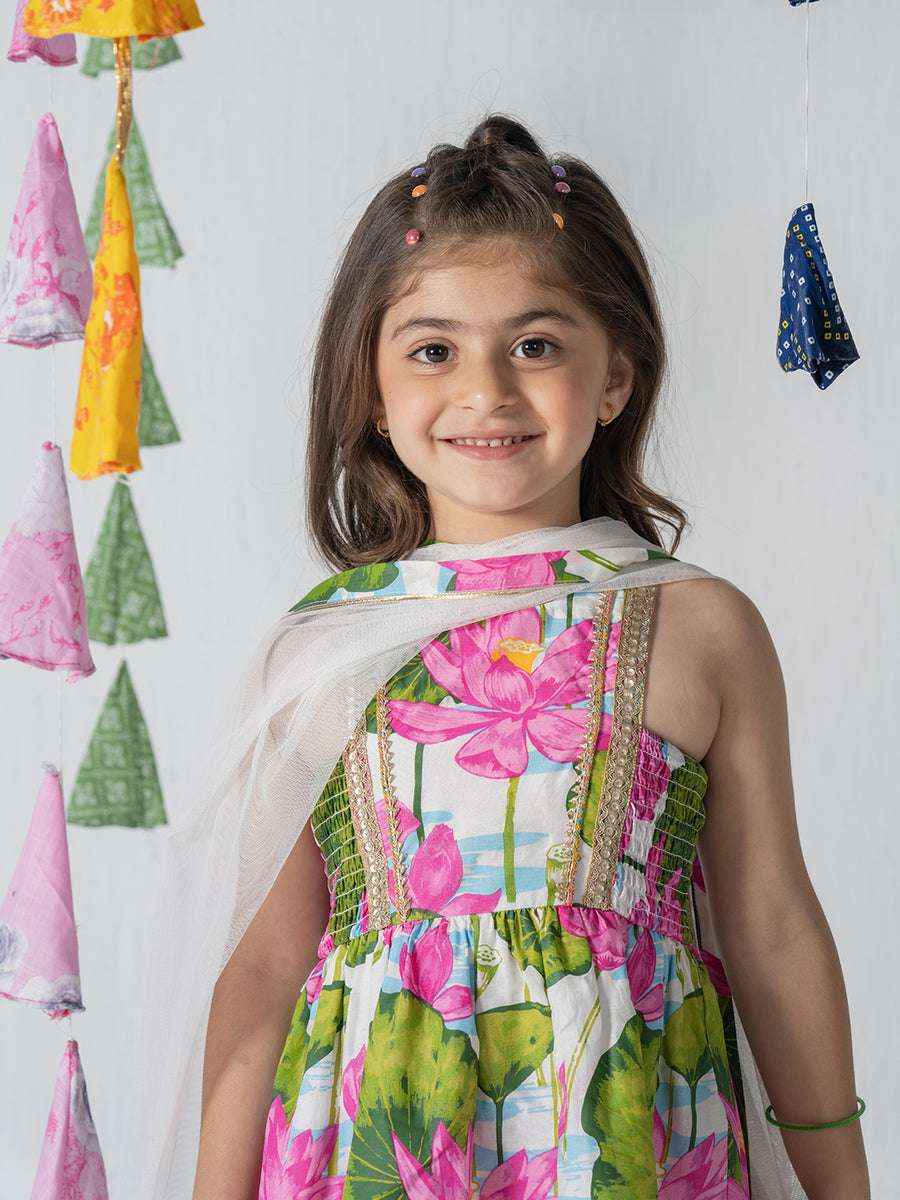 Lotus Bloom Floral Tiered Sharara Set-1