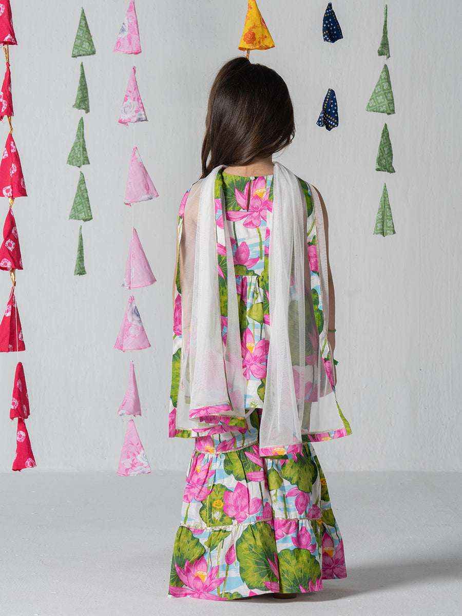 Lotus Bloom Floral Tiered Sharara Set-2
