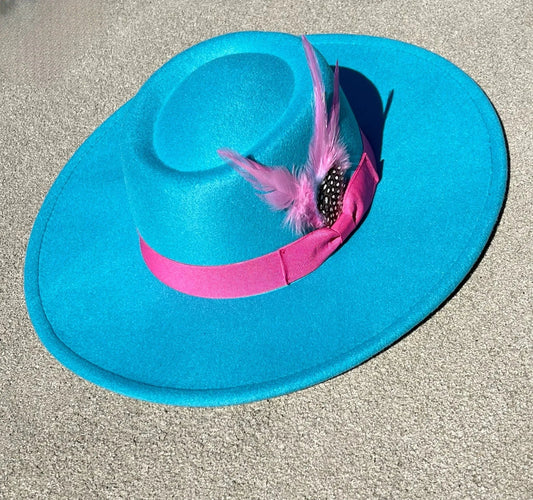 Luxury Round Fedora Hat-Pink-0