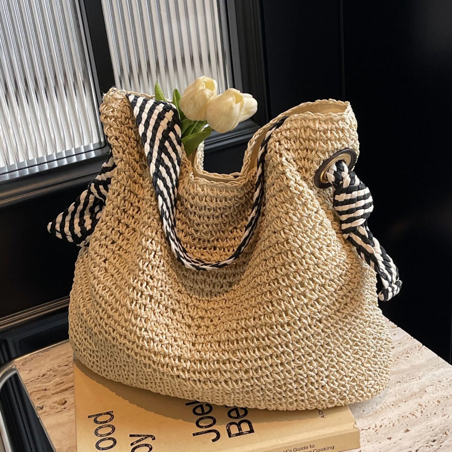 Summer Straw Shoulder Bag – Large Capacity
