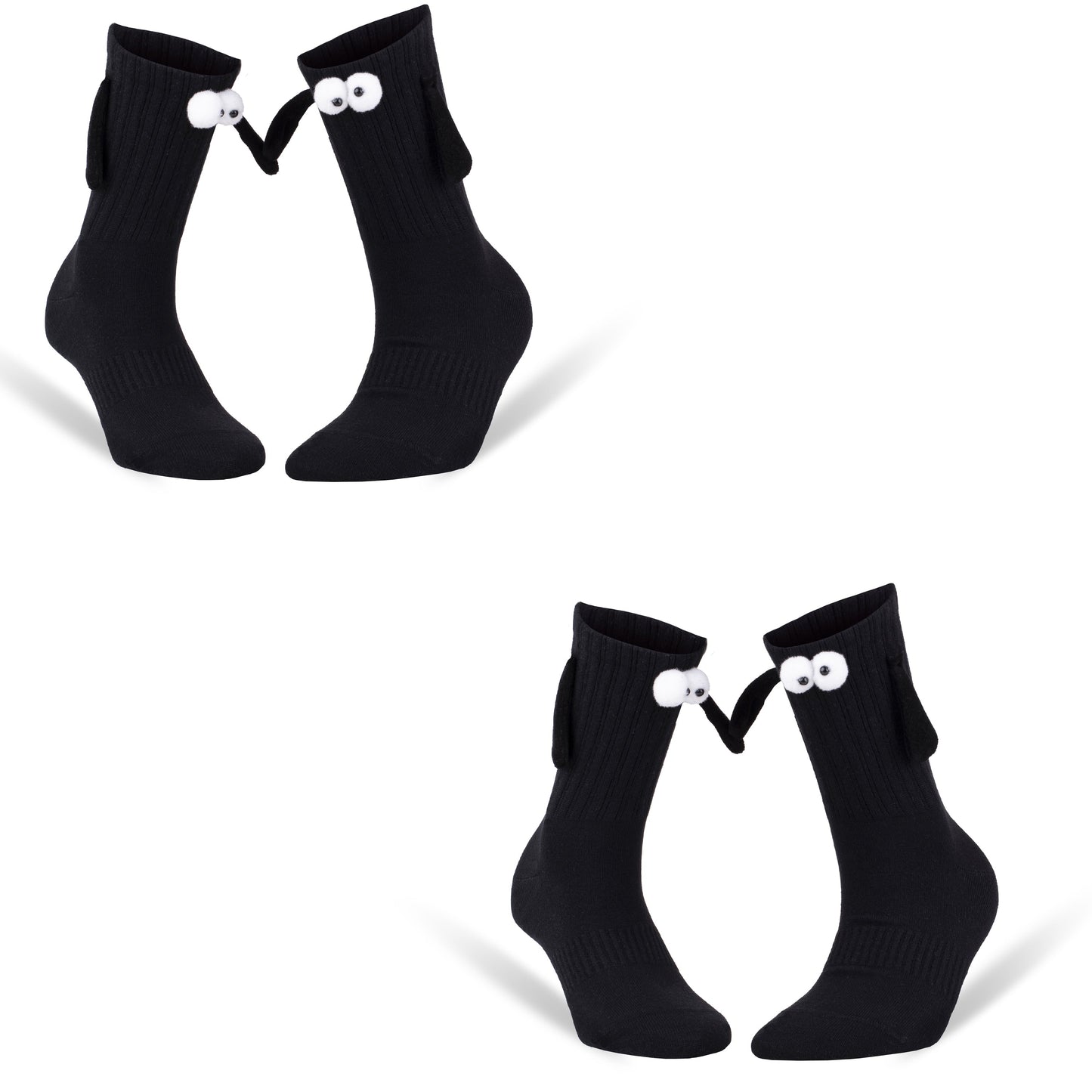 Magnetic Holding Hands Couple Socks – 2 Pairs, Soft Cotton, Fun Romantic Gift, Valentine’s Day Socks, Shoe Size 5-10-1